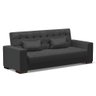 Sofá Cama 02 lugares Lisboa Corino Preto Pés de Madeira - D’Rossi - 1