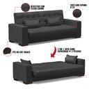 Ver imagem 6 de Sofá Cama 02 lugares Lisboa Corino Preto Pés de Madeira - D'Rossi