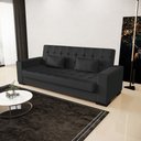 Ver imagem 2 de Sofá Cama 02 lugares Lisboa Corino Preto Pés de Madeira - D'Rossi