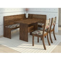 Conjunto Canto Alemão Mesa com 2 Cadeiras Scan Espresso Móveis - 1