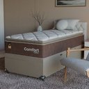 Ver imagem 3 de Cama Box Baú Solteiro + Colchão Comfort Class Pillow Top Marrom/suede Bege