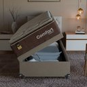 Ver imagem 2 de Cama Box Baú Solteiro + Colchão Comfort Class Pillow Top Marrom/suede Bege