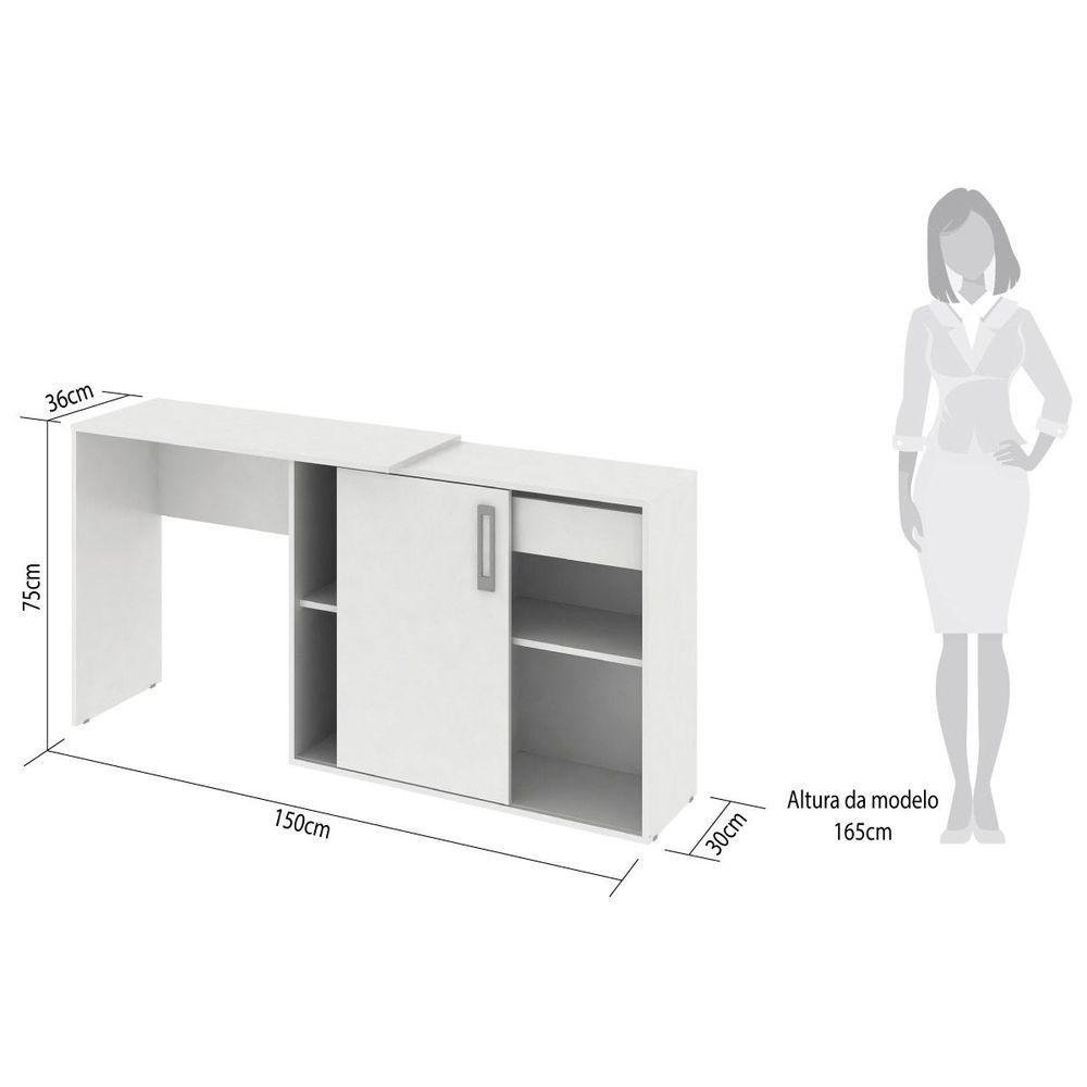 Mesa Escrivaninha Montagem Flex 2 Em 1 Armário E Gaveta - 7