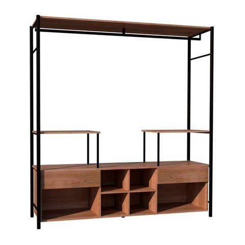 Guarda Roupa Casal Closet Barcelona 2 Gavetas Preto/Demolição - Artefamol