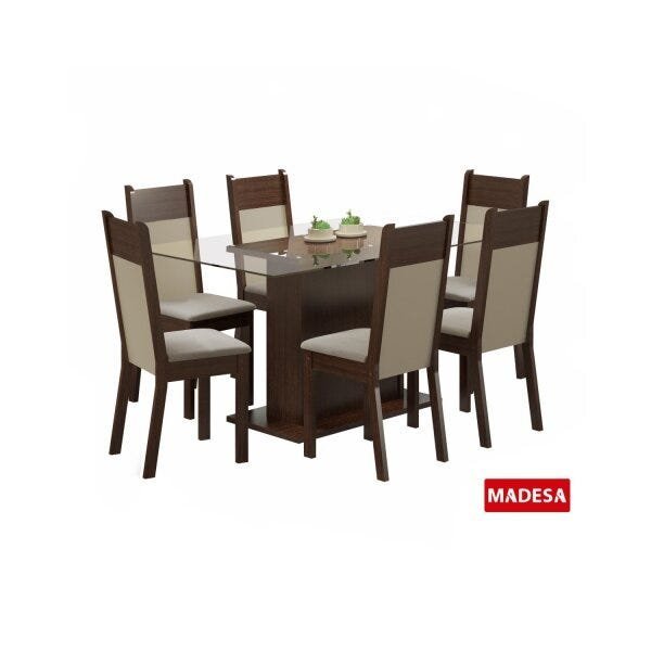 Conjunto Sala de Jantar Mesa 6 Cadeiras Atlanta Madesa - 3