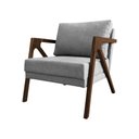 Ver imagem 2 de Kit 2 Poltronas Mona Monique Luxo Base Madeira Maciça Mel Linho Cinza