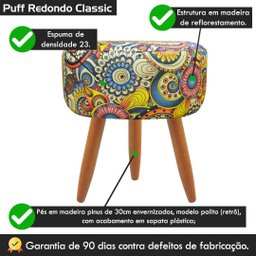 Puff Banqueta Redondo Para Sala Quarto Estampado Suede:Mosaico - 4