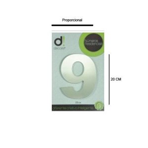 Número em alumínio Espelhado Polido Residencial N 9 20cm