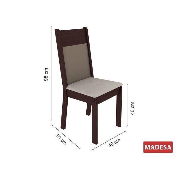 Conjunto Sala de Jantar Mesa 4 Cadeiras Miami Madesa - 5