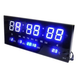 Relógio de Parede Digital Alarme Calendario de Led Azul (Rel-56) - 1