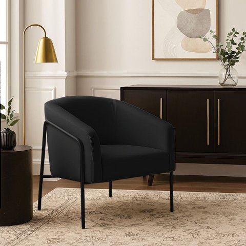 Poltrona Sala Industrial Alta Preto Stella Suede Preto D03 - D’Rossi