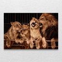 Ver imagem 1 de Quadro Decorativo Família Quatro Leões Horizontal Sem Moldura e Sem Vidro 80x120