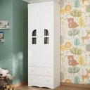 Ver imagem 1 de Guarda-roupa Infantil 62cm 2 Portas com Vidro e 2 Gavetas Liz Multimóveis Mp4512 Branco