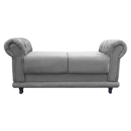 Kit 2 Sofá Retrô Barcelona Namoradeira Calçadeira Suede Cinza - D'Rossi - 3