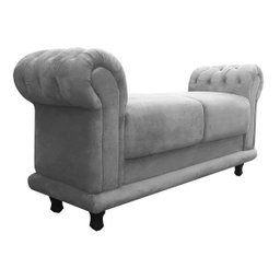 Kit 2 Sofá Retrô Barcelona Namoradeira Calçadeira Suede Cinza - D'Rossi - 2