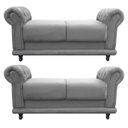 Ver imagem 1 de Kit 2 Sofá Retrô Barcelona Namoradeira Calçadeira Suede Cinza - D'Rossi
