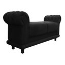Ver imagem 2 de Kit 2 Sofá Retrô Barcelona Namoradeira Calçadeira Suede Preto - D'Rossi