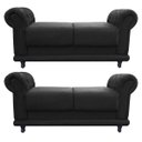 Ver imagem 1 de Kit 2 Sofá Retrô Barcelona Namoradeira Calçadeira Suede Preto - D'Rossi