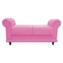 Ver imagem 3 de Kit 2 Sofá Retrô Barcelona Namoradeira Calçadeira Suede Rosa Bebê - D'Rossi