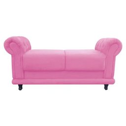 Kit 2 Sofá Retrô Barcelona Namoradeira Calçadeira Suede Rosa Bebê - D'Rossi - 3 Kit 2 Sofá Retrô Barcelona Namoradeira Calçadeira Suede Rosa Bebê - D'Rossi - 3