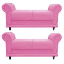 Ver imagem 1 de Kit 2 Sofá Retrô Barcelona Namoradeira Calçadeira Suede Rosa Bebê - D'Rossi