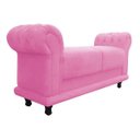 Ver imagem 2 de Kit 2 Sofá Retrô Barcelona Namoradeira Calçadeira Suede Rosa Bebê - D'Rossi