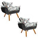 Ver imagem 1 de Kit 2 Poltronas Decorativas Opala Composê Estampado Floral D68 e Peach Preto