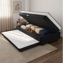 Ver imagem 3 de Cama Bibox com Baú Solteiro Ortopédica com Cama Auxiliar Conjugada 88x188x51cm Gabi Preto/branco