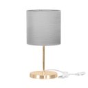 Ver imagem 1 de Abajur Eros Cilindrico Shantung Cinza Base Redonda New Cobre