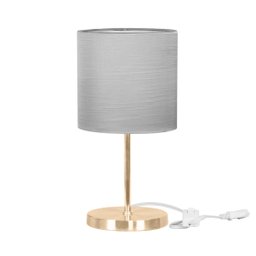 Abajur Eros Cilindrico Shantung Cinza Base Redonda New Cobre - 1