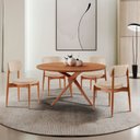 Ver imagem 1 de Conjunto Sala de Jantar Mesa Hope Tampo 120cm Redondo Laminado e 4 Cadeiras Hope Soft Marrom/Milano/