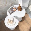 Ver imagem 3 de Conjunto de Duas Mesas Laterais Orgânica Laqueado Branco Linn Design Mesa Lateral Cone Laqueado