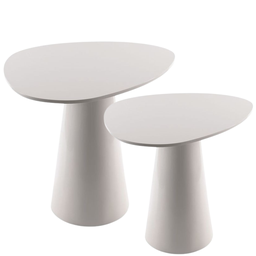 Conjunto de Duas Mesas Laterais Orgânica Laqueado Branco Linn Design Mesa Lateral Cone Laqueado - 3