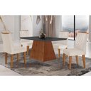 Ver imagem 1 de Conjunto: Mesa de Cozinha Luna C/ Tampo Madeirado C/ Vidro Canto Curvo 120x80cm e 4 Cadeiras Jade