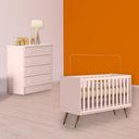 Ver imagem 1 de Conjunto Berço Mini Cama Retrô e Cômoda 4 Gavetas Rosa