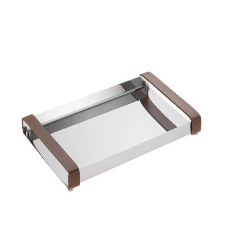 Bandeja Firenze c/ Alças em Couro 40x26,5 cm Forma