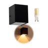 Arandela 1 facho preta + lâmpada led g9 3000k branco quente st653 - 1