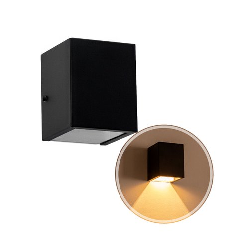 kit com 6x arandelas 1 facho para parede muro externa e interna - preta st653