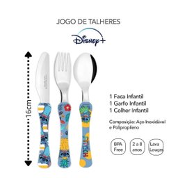 Jogo de Talheres Infantil Stitch Disney Aço Inox 3 Peças - Simonaggio - 3