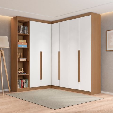 Guarda Roupa Modulado Roupeiro de Canto L 6 Portas 6 Gavetas 4 Prateleiras Versatille Yescasa