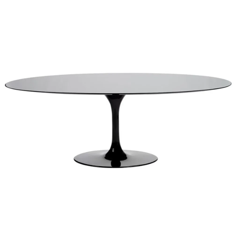 Mesa de Jantar Tulipa Saarinen Oval 198x122 Cm Tampo Laqueado Linn Design Decor Preto