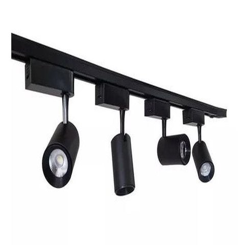 Trilho Eletrificado 1M + 4 Spot LED 7W 3000K Bivolt Preto
