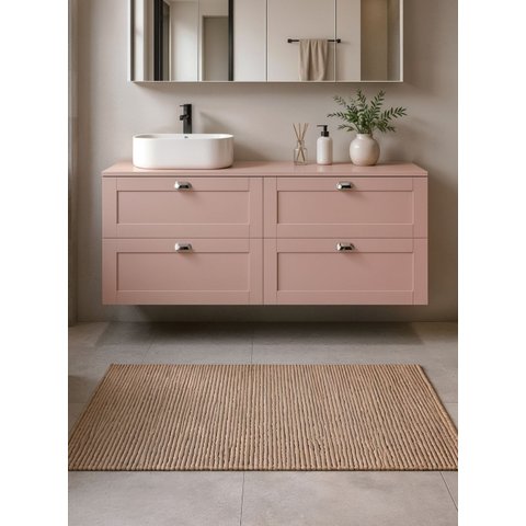 Gabinete para Banheiro com Tampo e Cuba 160cm Retro MDF Rosa Milano - On Móveis
