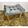 Puff Banqueta Retangular Decorativo com Pés Palito - Cinza Veludo - 1