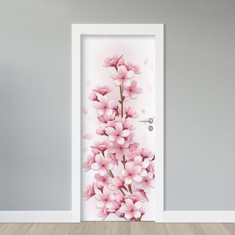 Adesivo de Porta - Floral Cor de Rosa