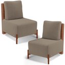 Ver imagem 1 de Kit 02 Poltronas Decorativas Sala de Estar Living Hungria L02 Couríssimo Camel Bouclê Bege - Lyam Ly
