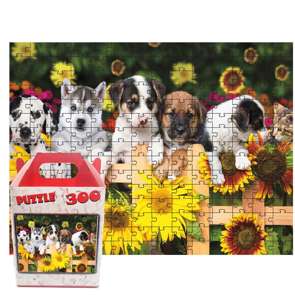Quebra-cabeça Puzzle 300 peças Cachorrinhos e Flores - Cacchorinho 300 ...