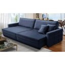 Ver imagem 1 de Sofá Sem Caixa Retrátil Reclinável 2,30m Karen Veludo Azul Adonai Estofados