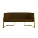 Ver imagem 5 de Kit 2 Poltronas + Sofá 2 Lugares Base de Metal Gold Corino Cor:marrom