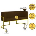 Ver imagem 3 de Kit 2 Poltronas + Sofá 2 Lugares Base de Metal Gold Corino Cor:marrom